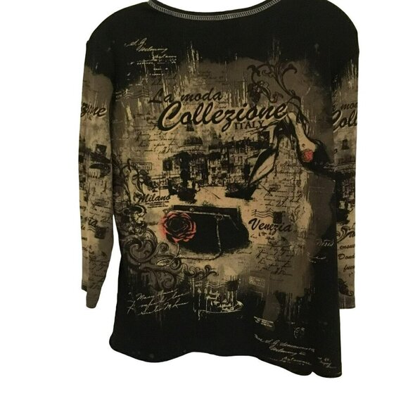 Jess & Jane Sweater 3/4 Sleeve Cotton Knit Italian Pattern Women's Size Small - Picture 9 of 13